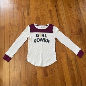 GIRLS Old Navy Long Sleeve Girl Power Thermal Shirt - Size L (10/12)